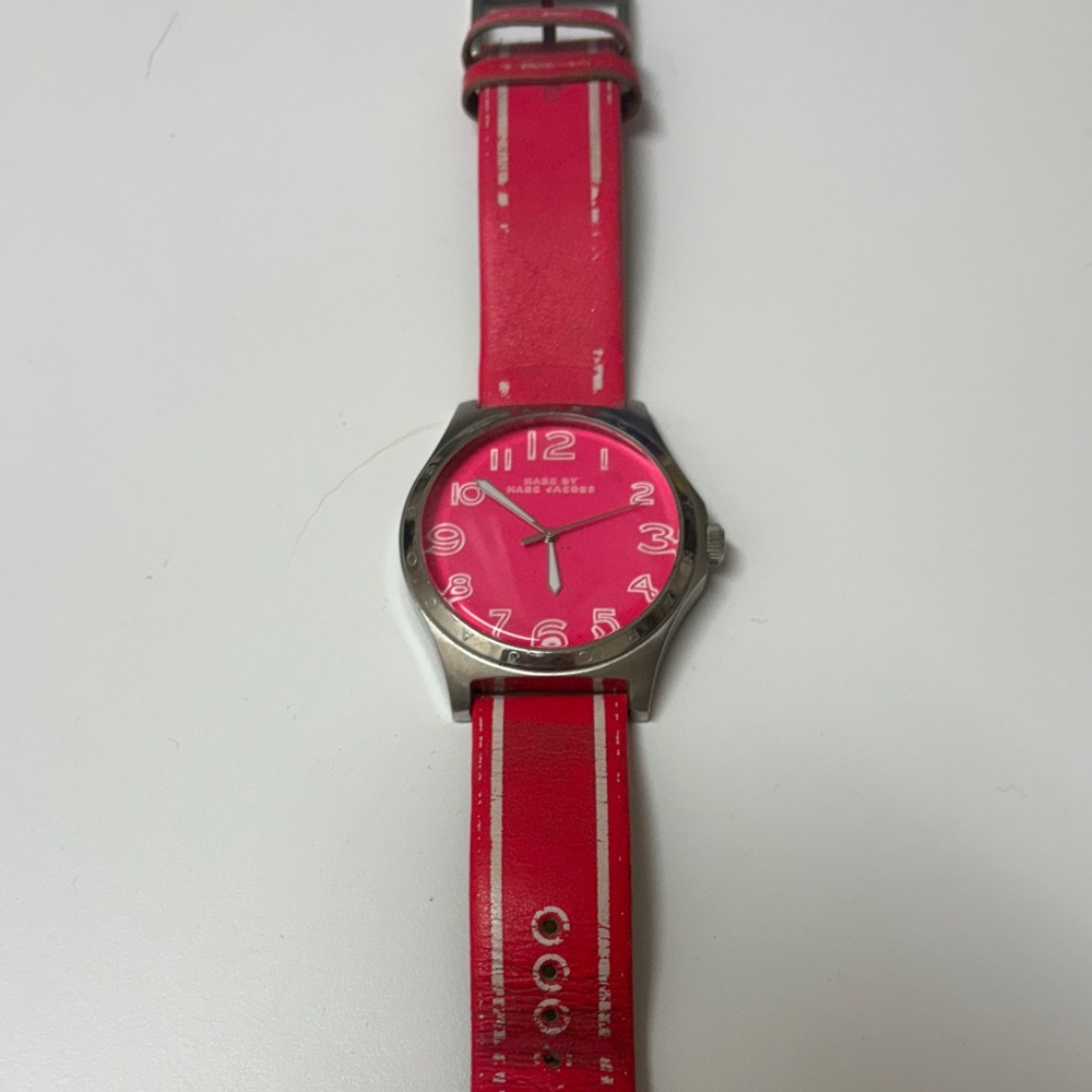 Marc Jacobs Vibrant Pink and Silver Watch